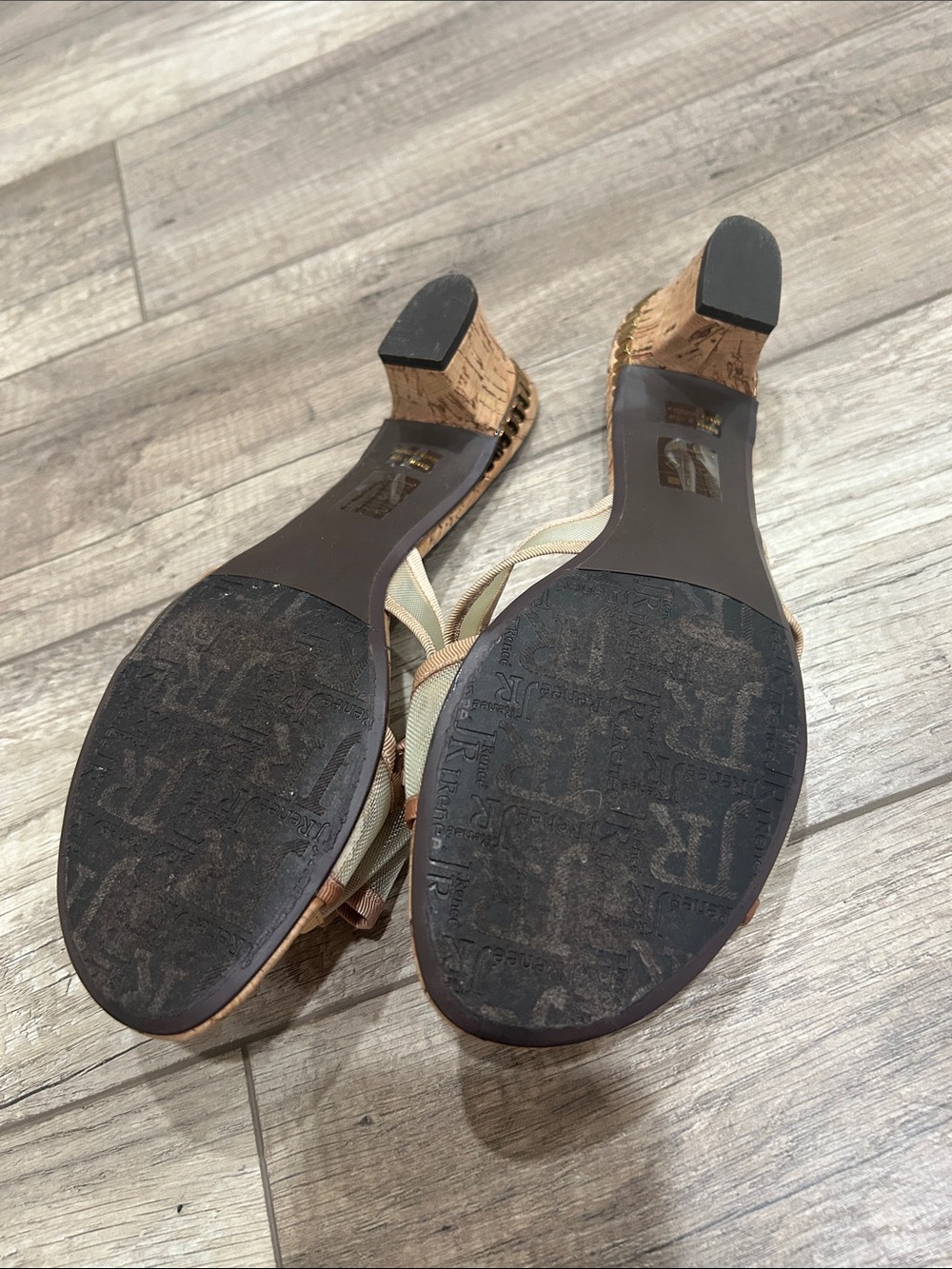 J.Renee Neutral Bow Cork kitten heel sandals - Picture 3 of 3